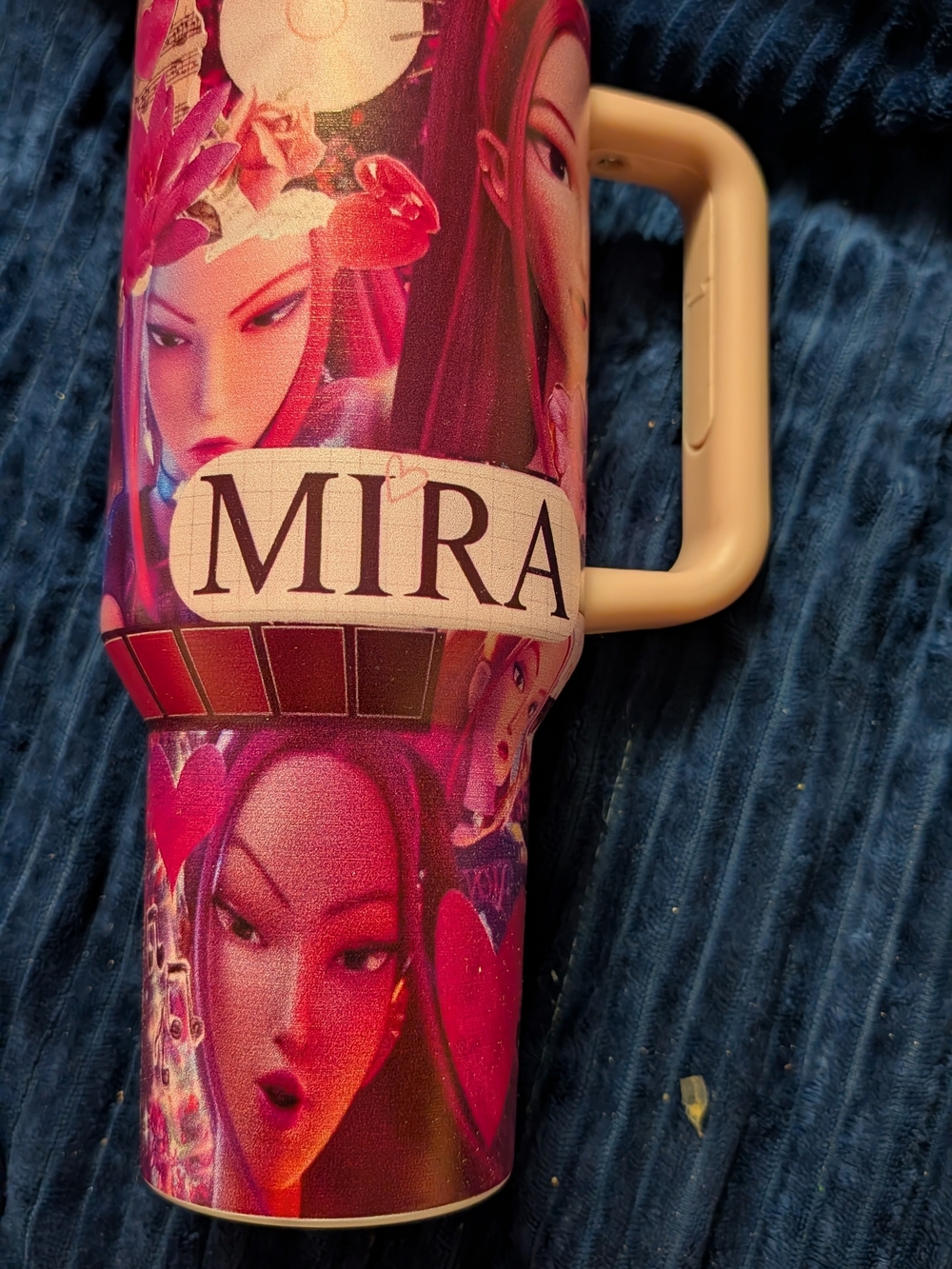 New K-pop Demon Hunters MIRA Pink Character Travel 40 Oz Tumbler with  Handle